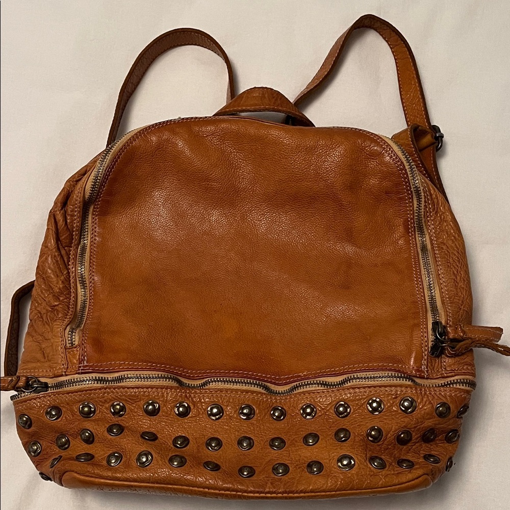 Wilson vintage Italian Studded Tan Leather Backpack